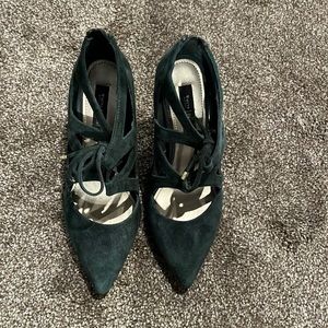 Dark Green Suede Heels
